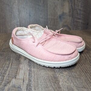 HEY DUDE Wendy Linen Cotton Candy Pink Shoes Youth Size K 12 Slip On Toddler
